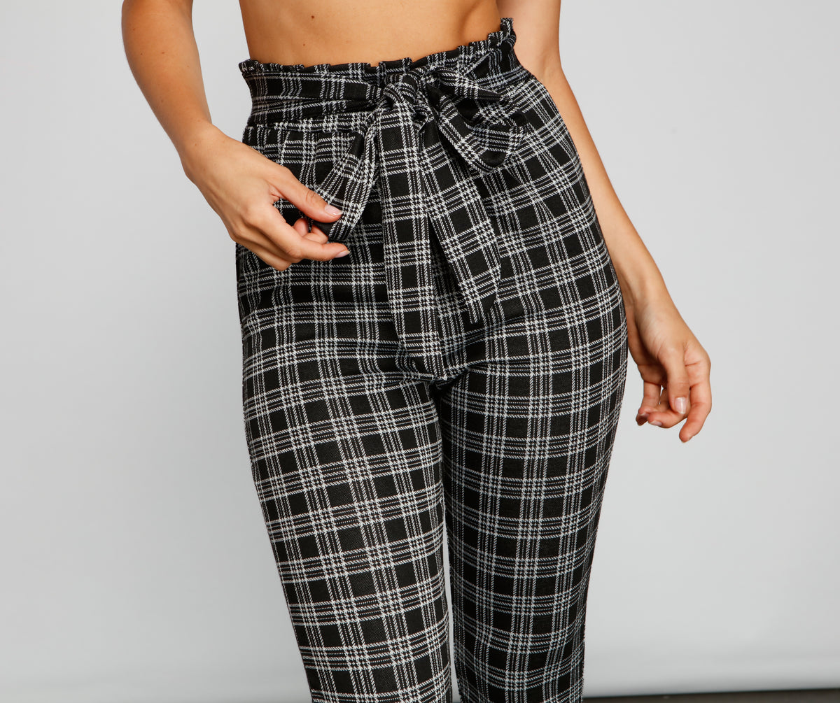 Major Style Plaid Paperbag Pants