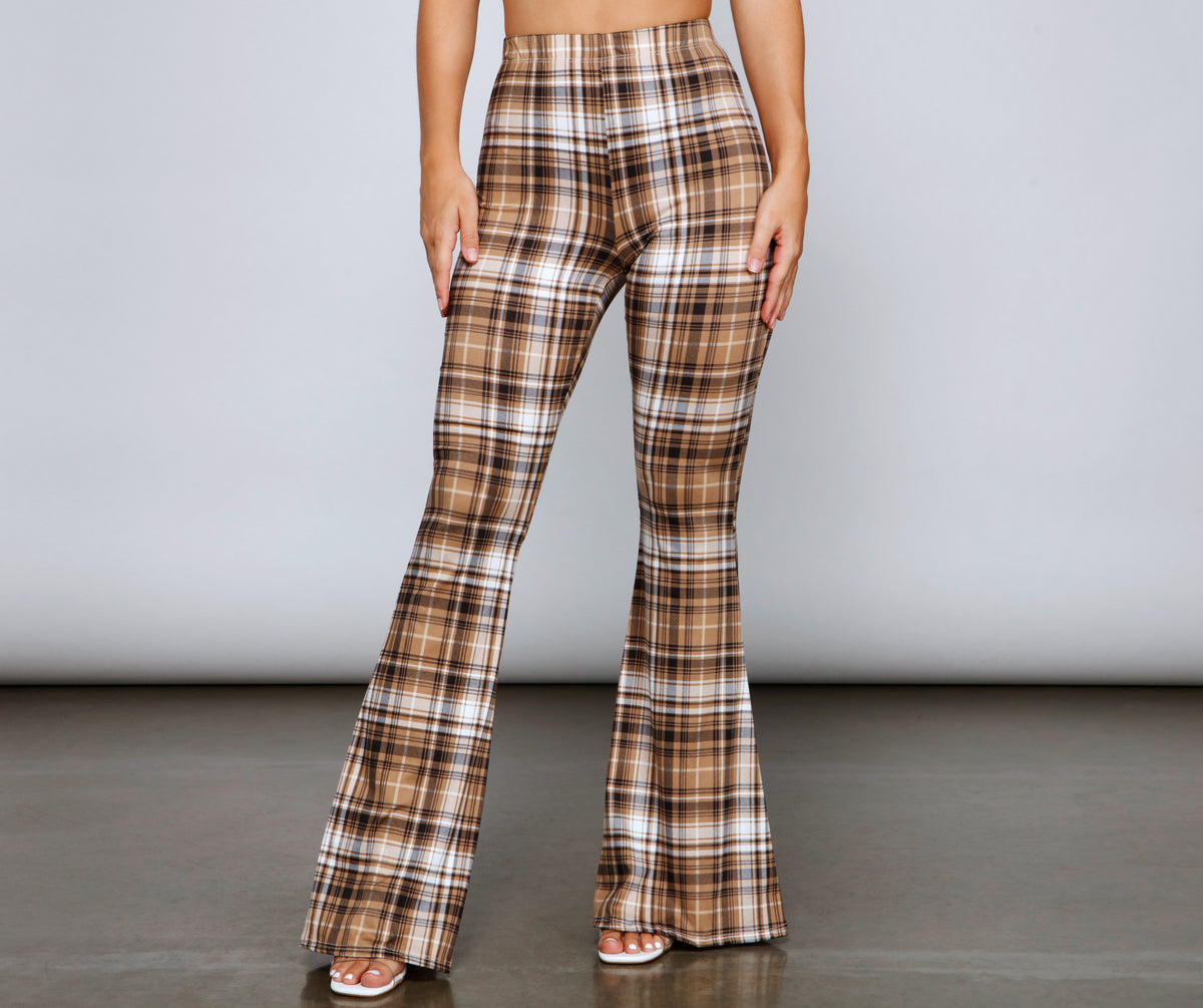 Willow & Root Plaid Split Flare Pant