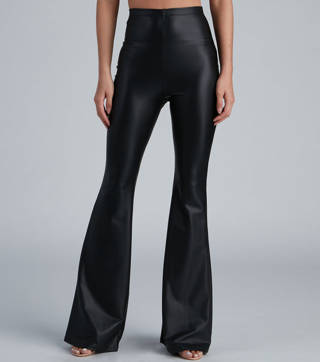Faux Leather Bell Bottoms, Leather Flared Pants, Faux Leather Flares