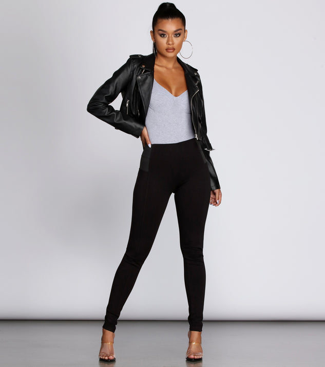 Windsor Next Level Chic Faux Leather Ruched Leggings