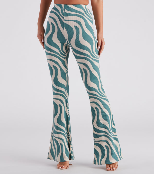 Collective the Label exclusive flare pants in retro swirl - part of a set