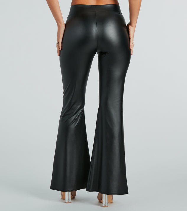 Faux Leather Flare Pants - Black – Hometown Style Inc.