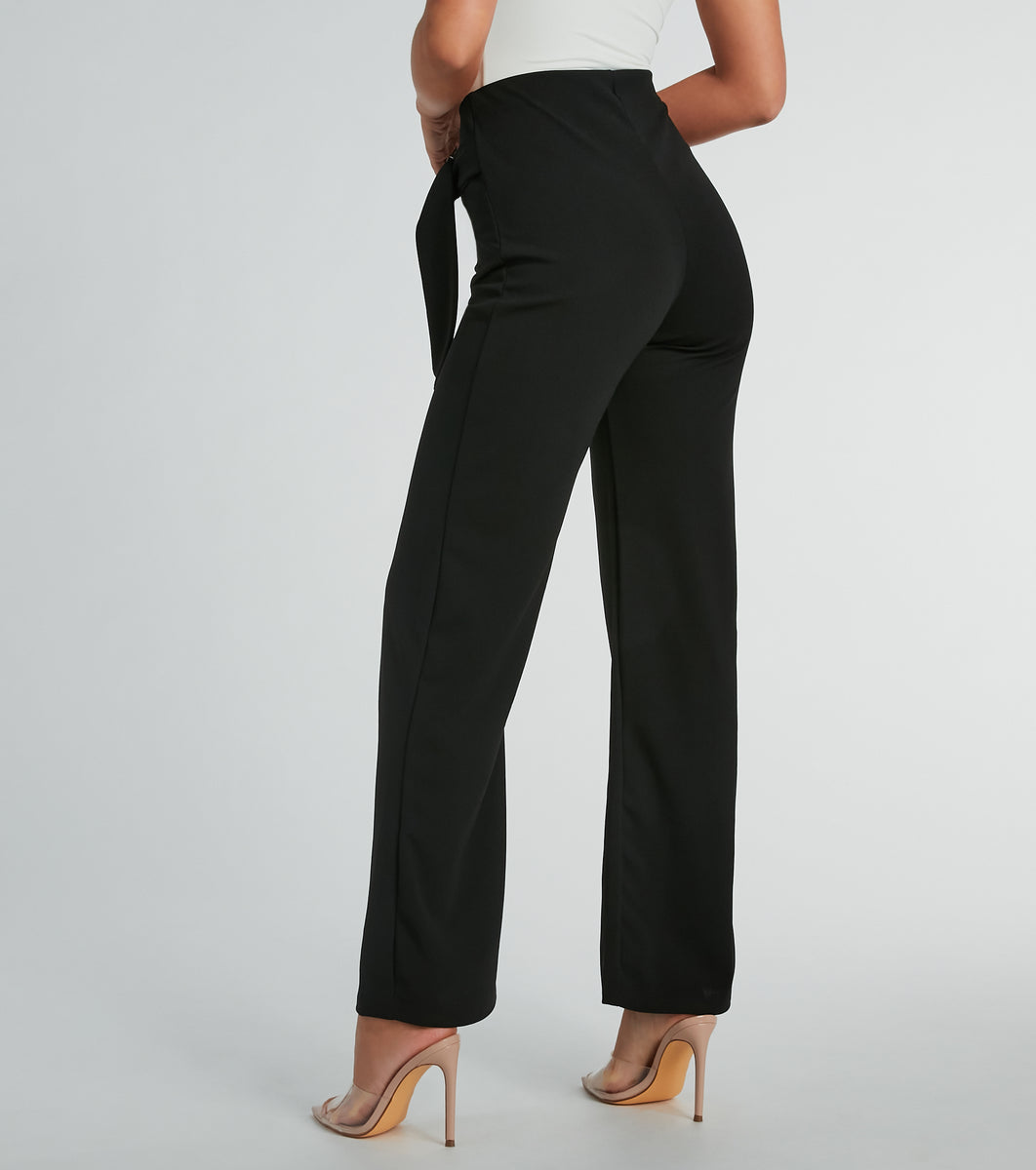 With Confidence High-Rise Straight-Leg Crepe Pants