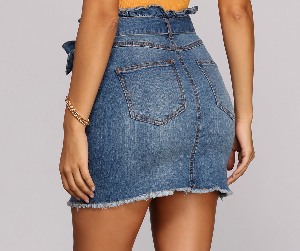 Paperbag Mini Jean Skirt