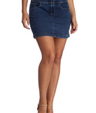 Chic And Cinched Denim Skirt for 2022 festival outfits, festival dress, outfits for raves, concert outfits, and/or club outfits