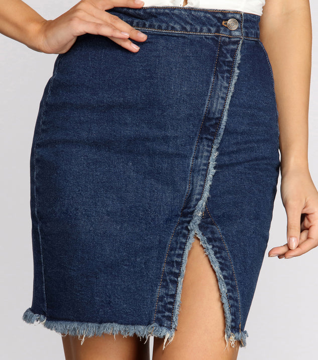 Frayed Not Side Button Denim Mini Skirt | Windsor