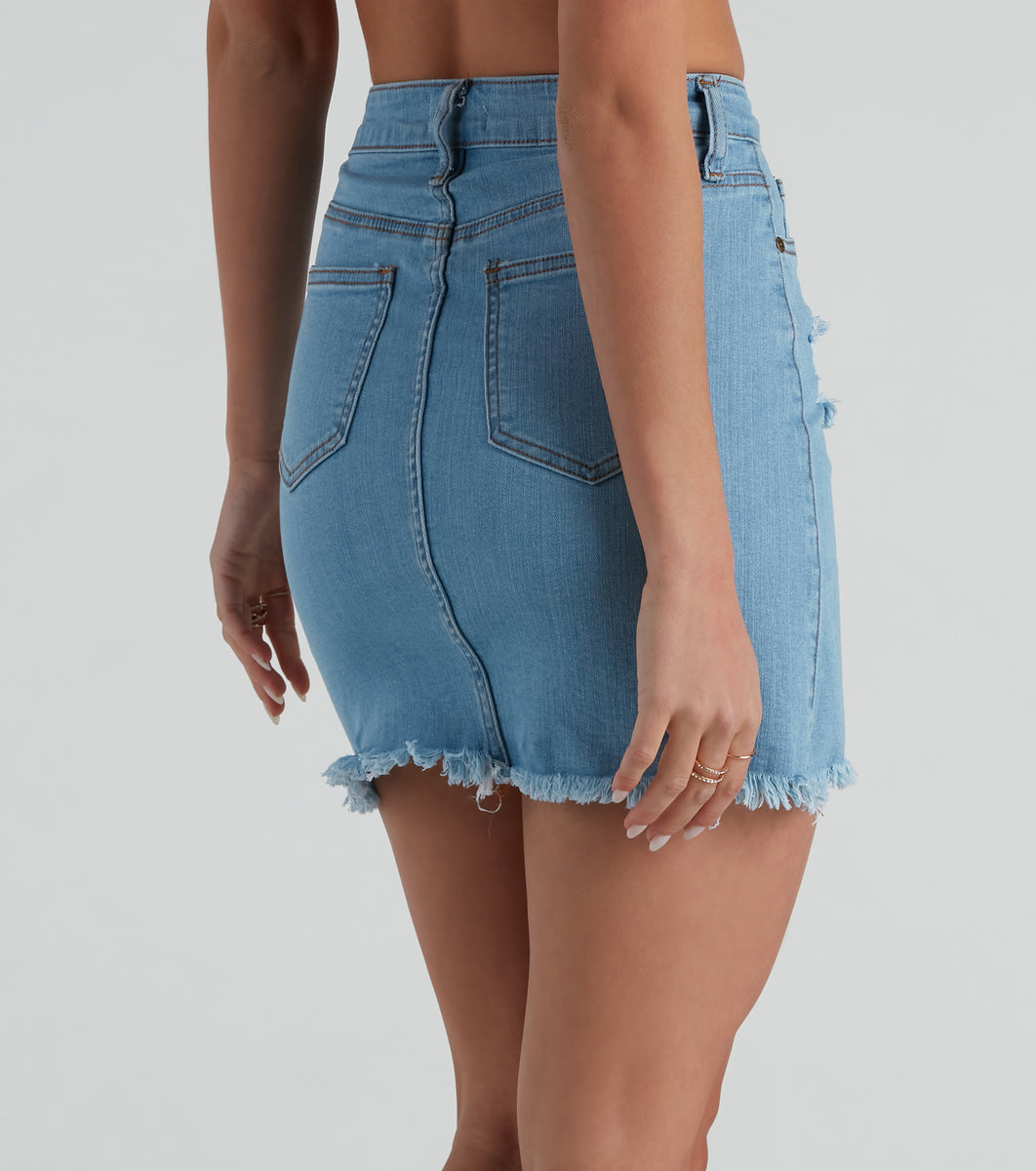 Ally High-Rise Denim Mini Skirt by Windsor