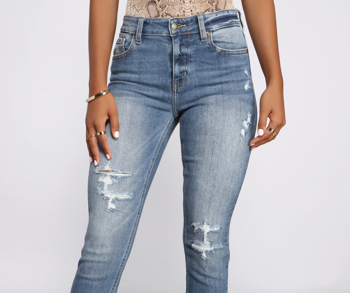 Clara High Rise Destructed Skinny Crop Jeans