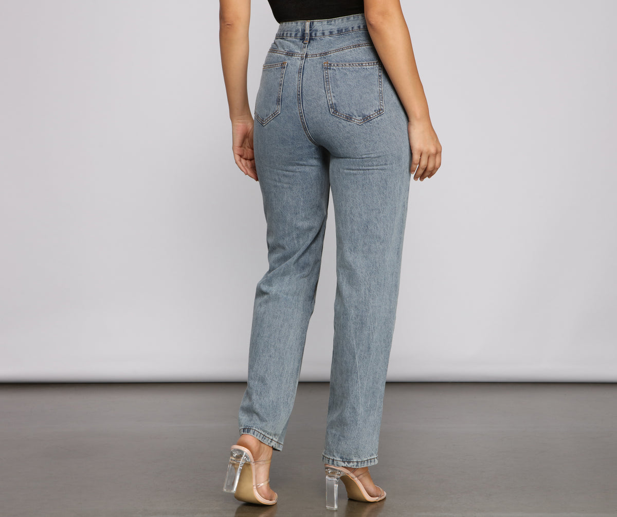 Trendy Asymmetrical High-Rise Boyfriend Jeans