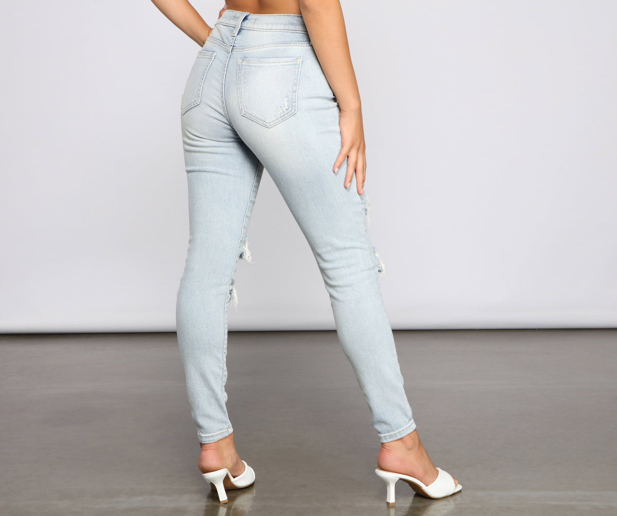 Jude Mid-Rise Destructed Skinny Jeans