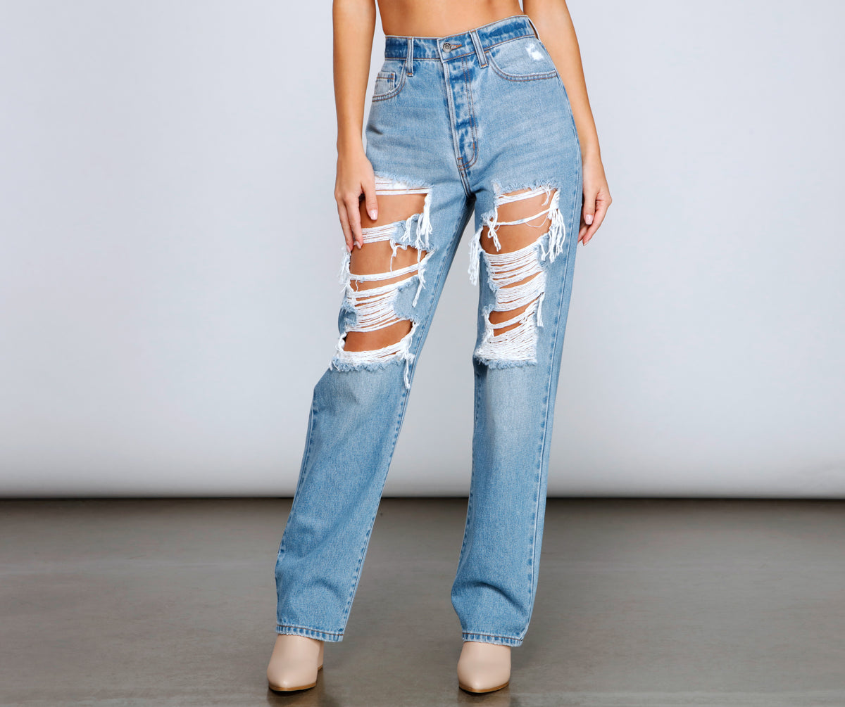 Windsor So Extra High Rise Destructed Boyfriend Jeans