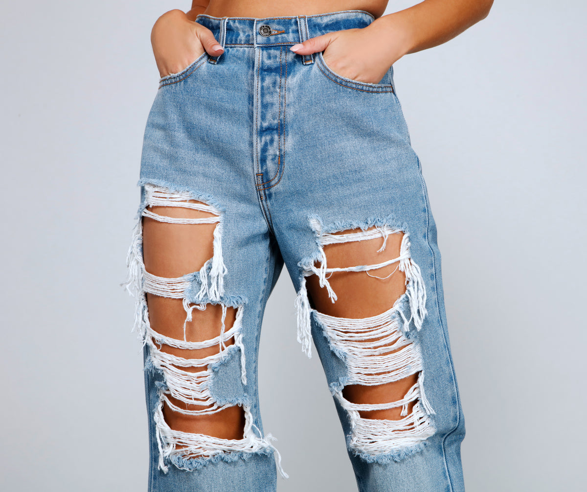 So Extra High Rise Destructed Boyfriend Jeans