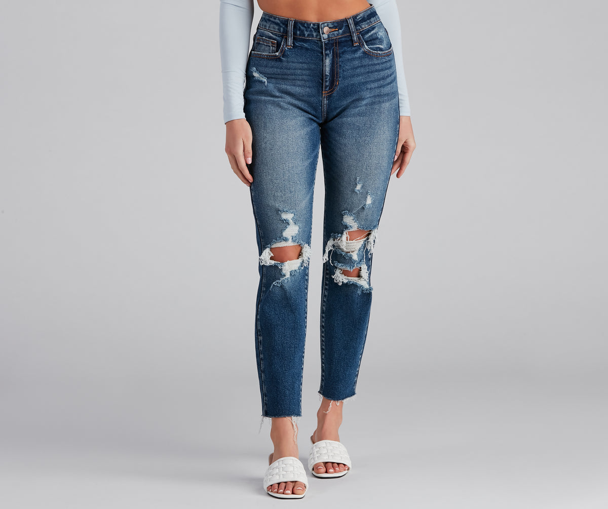 High-Rise Destructed Ankle Jeans