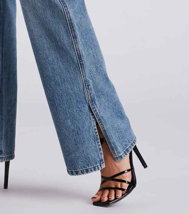 Low-Key Slay High Rise Wide Leg Slit Denim Jeans
