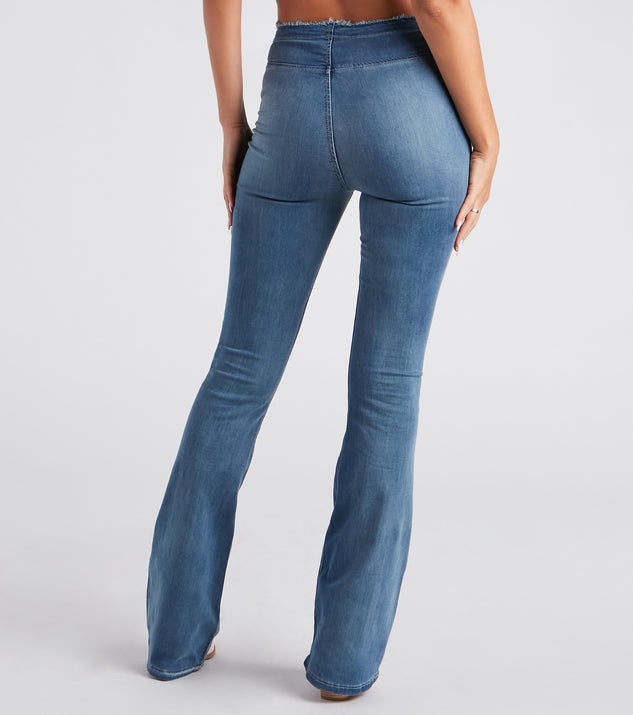 Low Waisted Rhinestone Flare Jeans – PROD