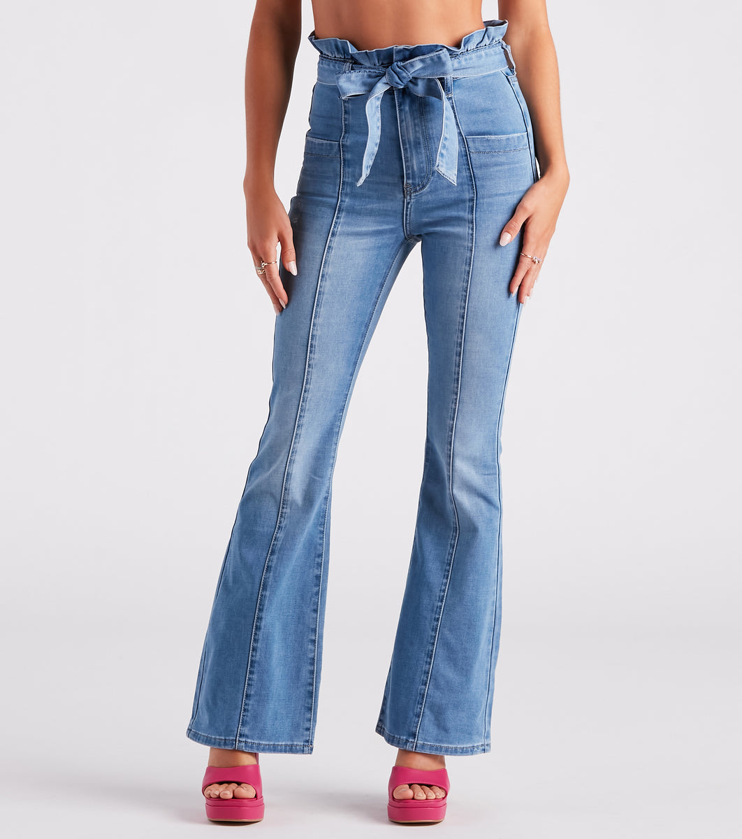 Butterfly Patch Flare Denim Pants