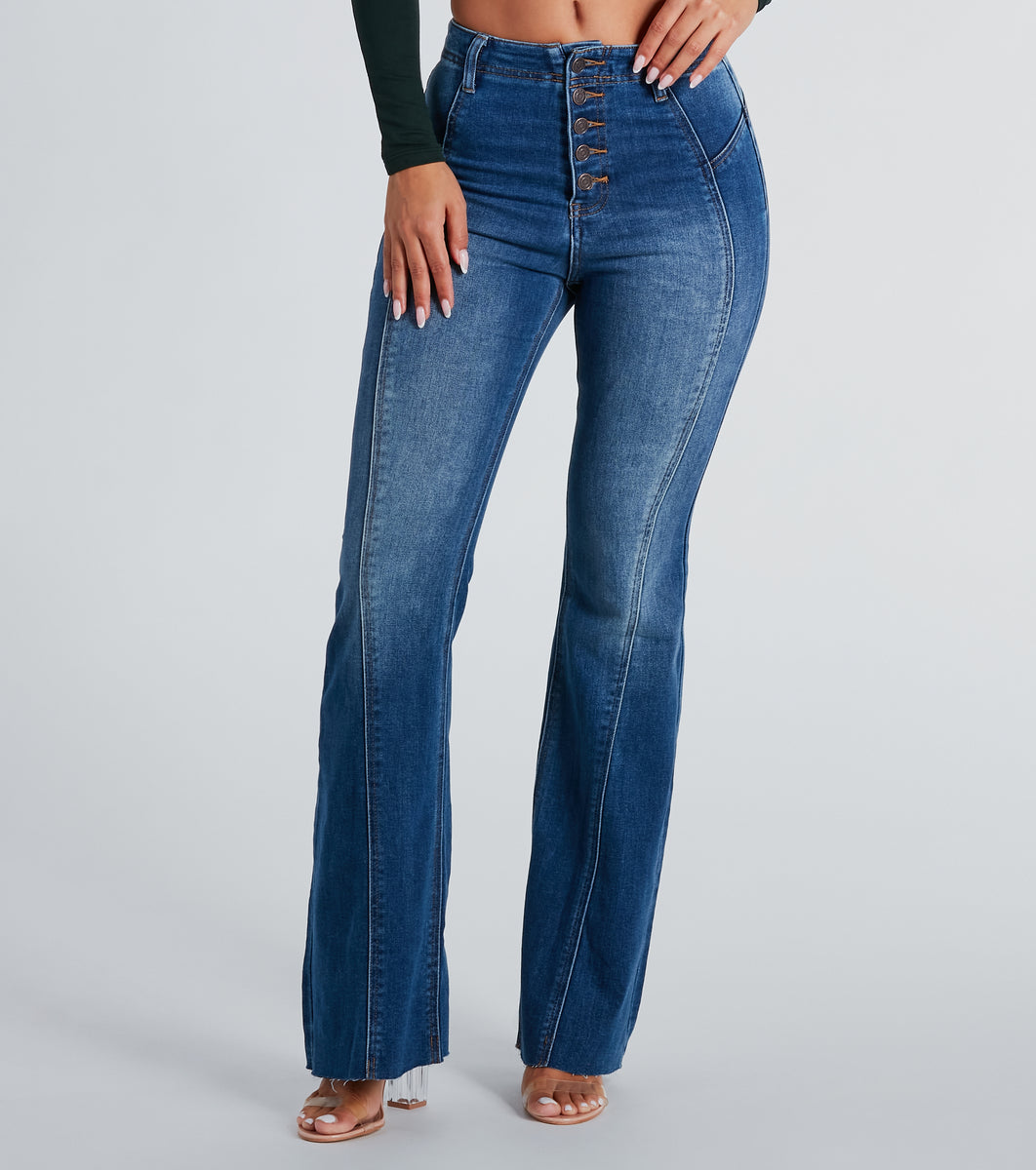 I.N.C. International Concepts Petite Pull-On Flared Jeans, Created