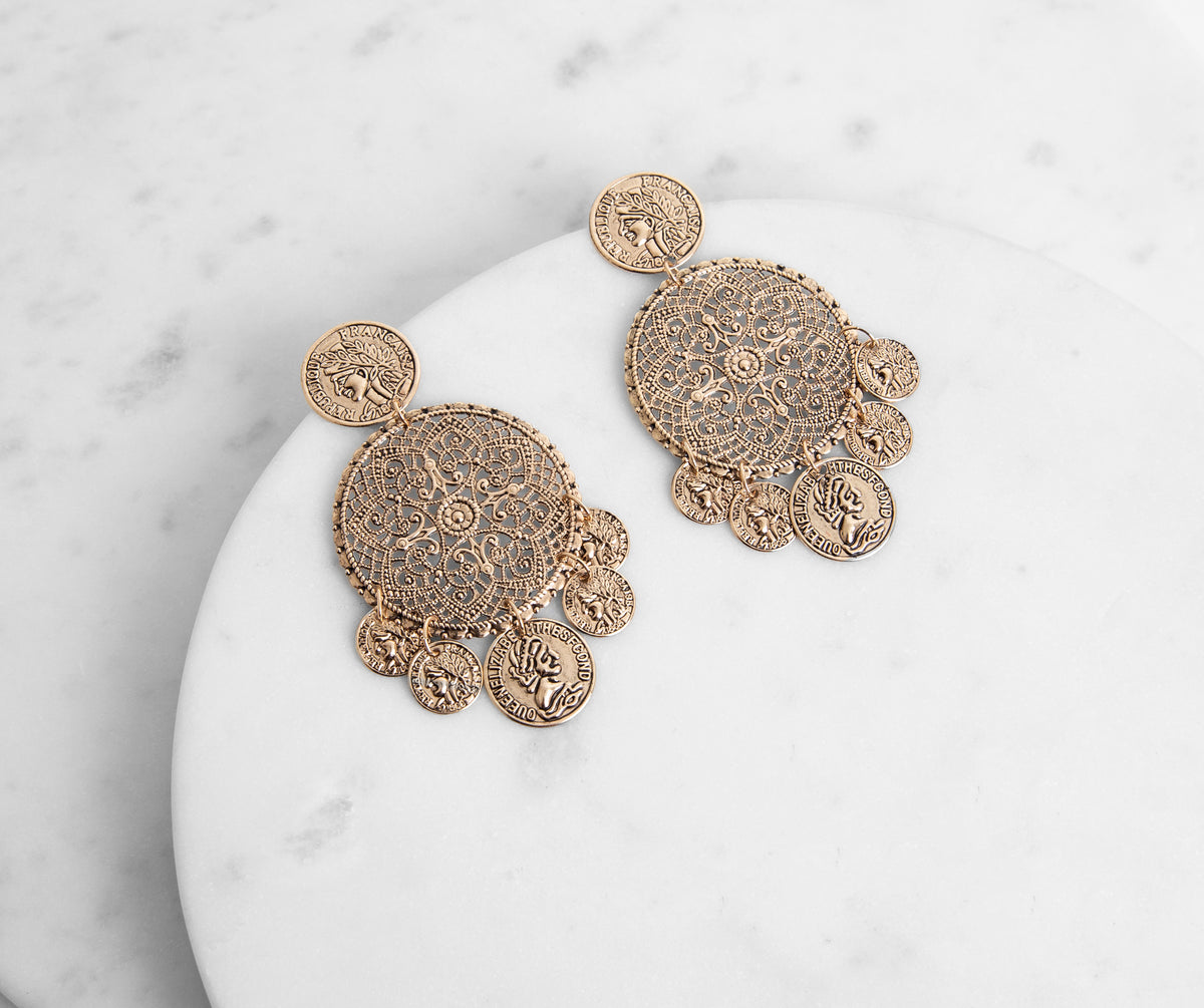 Boho Vibes Coin Chandelier Earrings