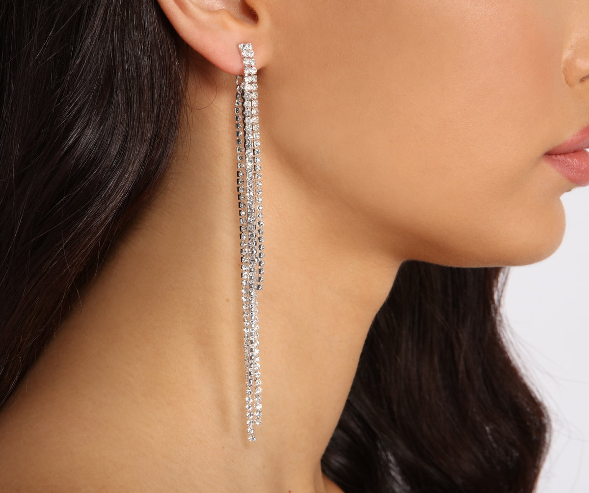 Radiant Beauty Rhinestone Fringe Earrings