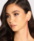 Up To No Good Red Rhinestone Fringe Earring