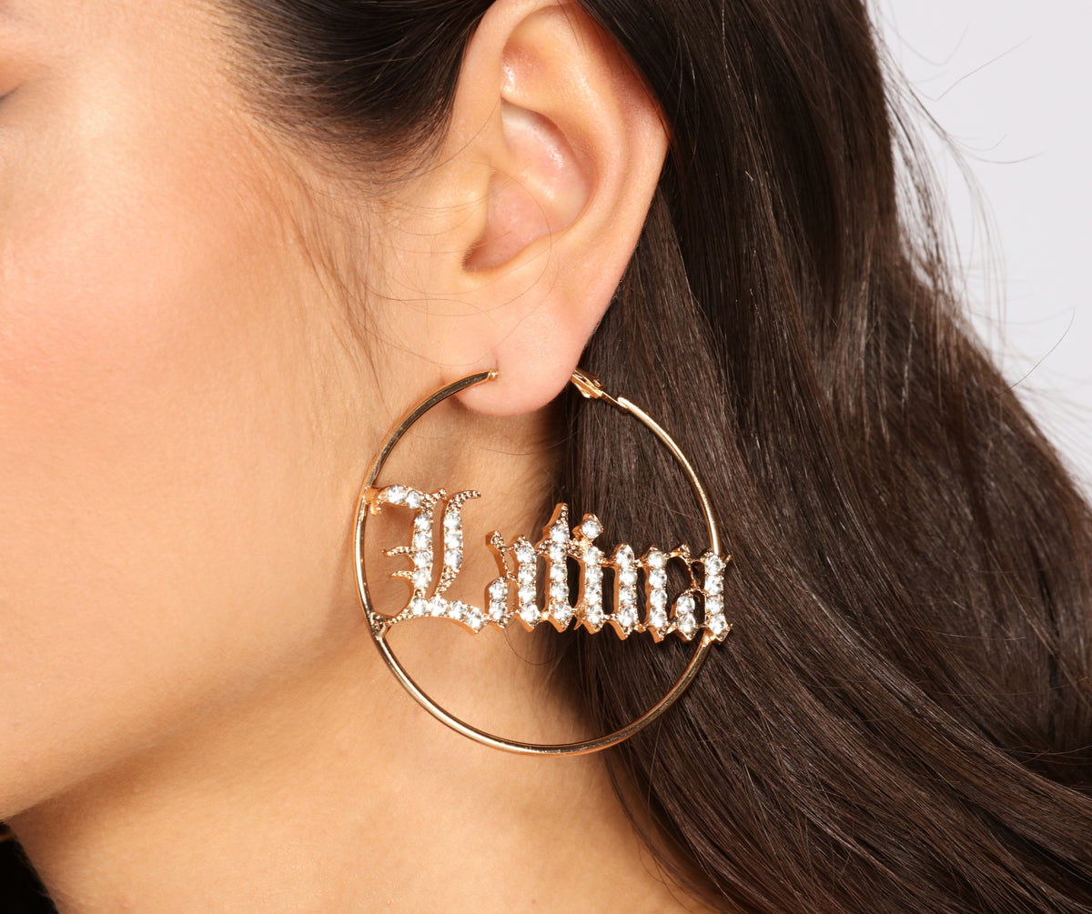 Latina Rhinestone Hoop Earrings