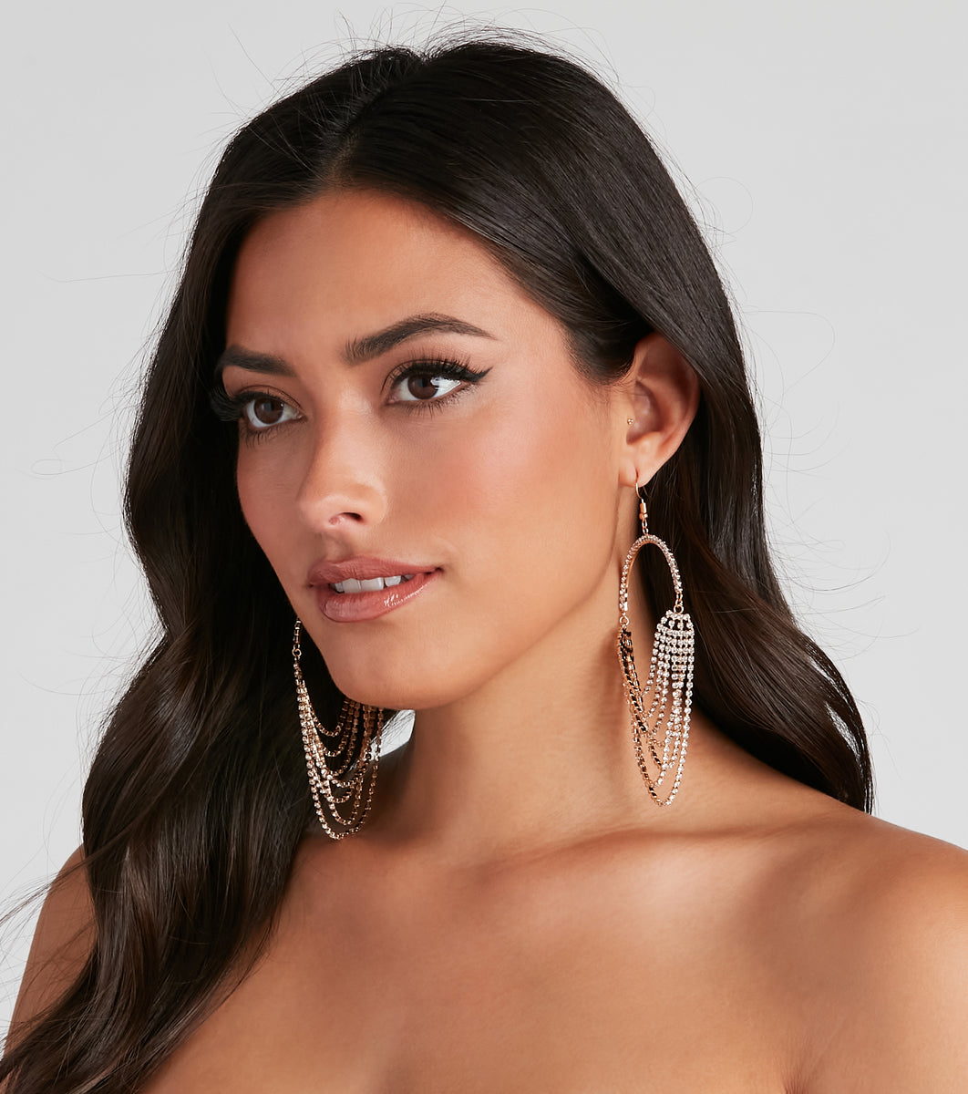 Showstopper Rhinestone Drape Hoops