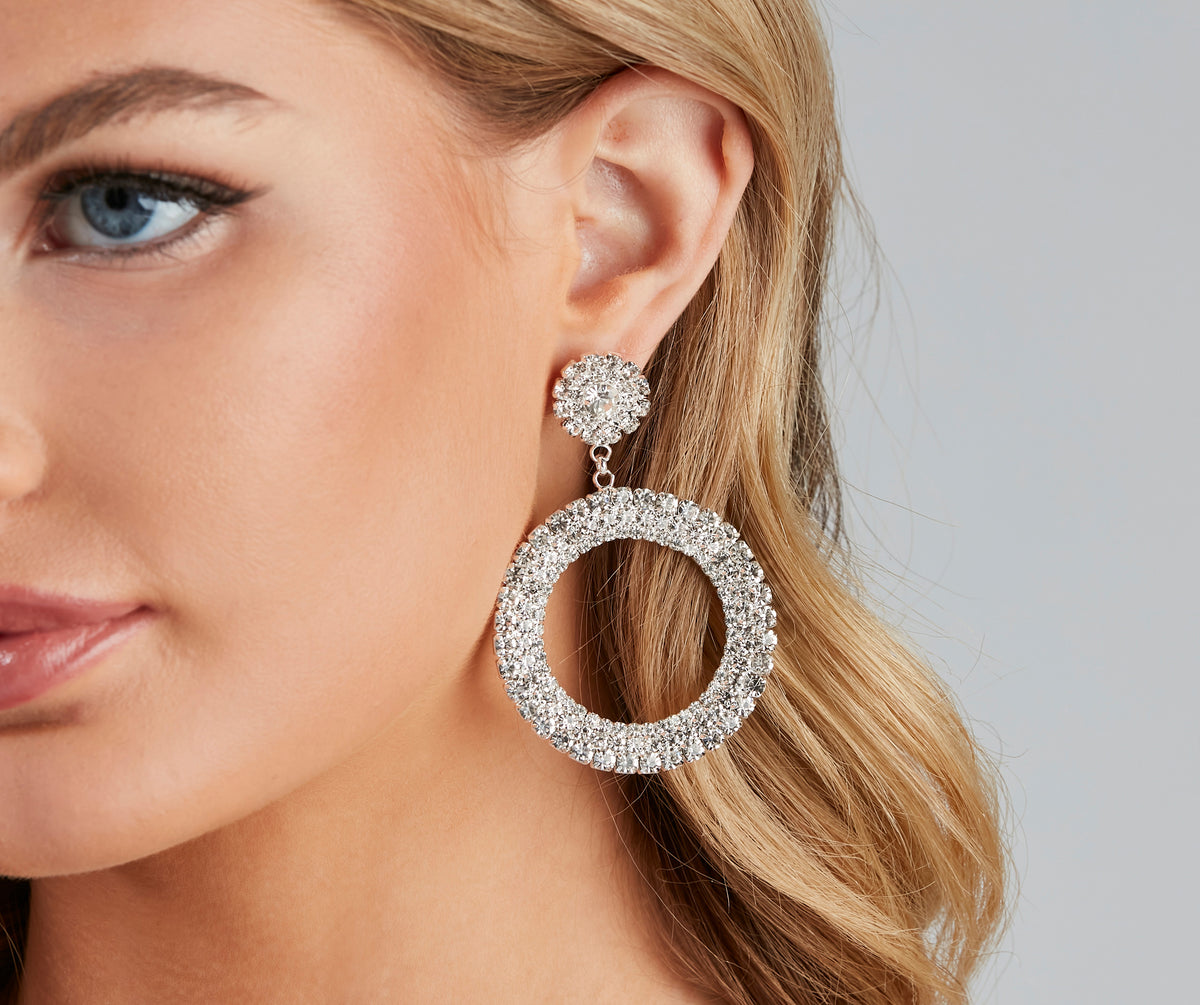 Sparkly Rhinestone Circle Hoops