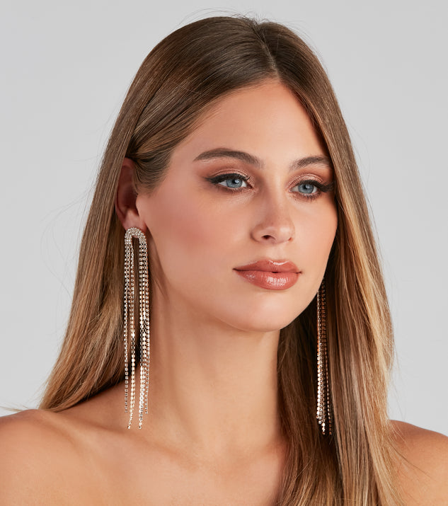 Statement Rhinestone Fringe Earrings