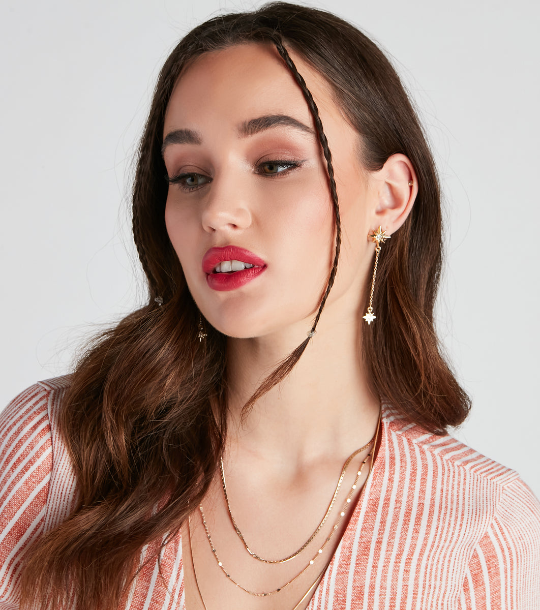 Starry Eyed Linear Charm Earrings