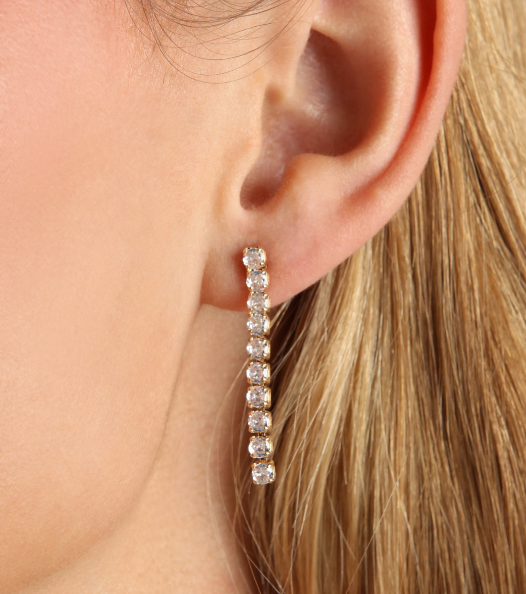 Simple Things Cubic Zirconia Linear Earrings