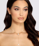 Cubic Zirconia Lariat Teardrop Necklace Set