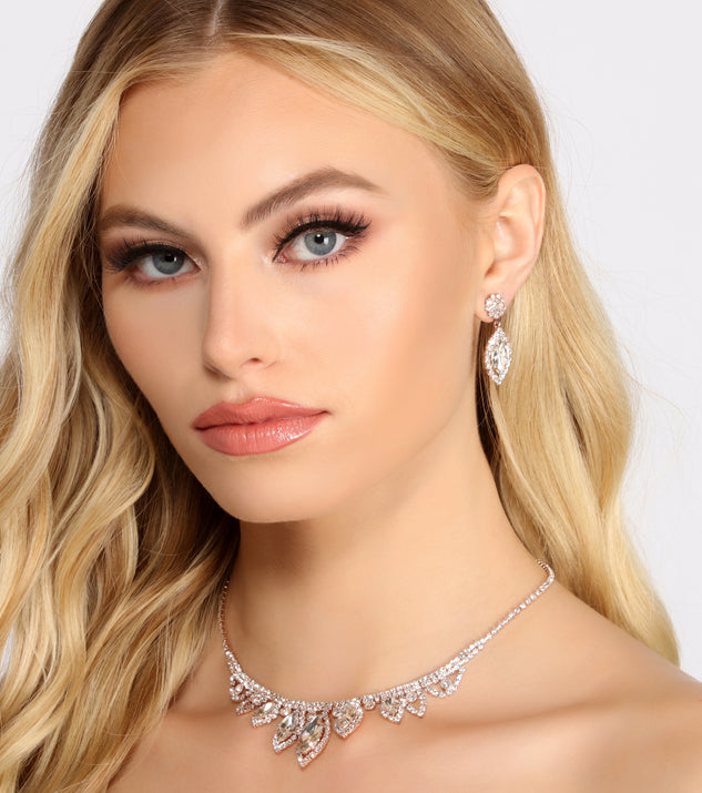 Always Elegant Rhinestone Collar Necklace + Earring Set