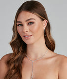 Delicate Shine Rhinestone Lariat Earring Set