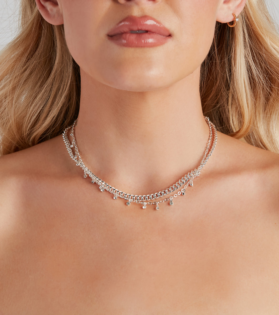 Edgy Details Layered Rhinestone Collar