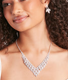 Naturally Glam Rhinestone Necklace And Earrings