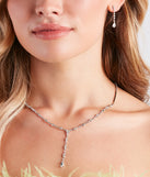 Dainty Glam Rhinestone Necklace And Earrings Set