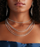 Meant To Be Rhinestone Layered Necklace Set