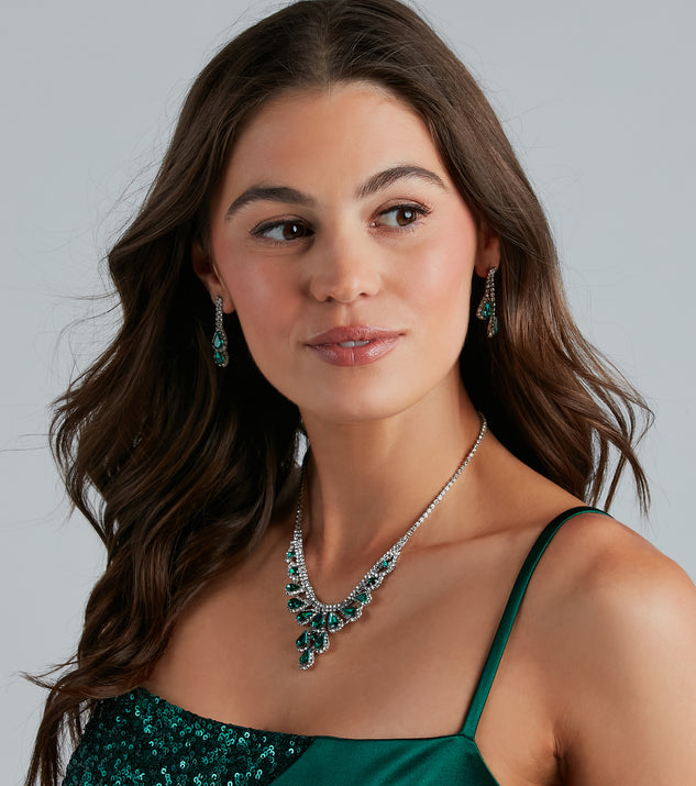 Sparkle Goals Gemstone Necklace And Earrings Set