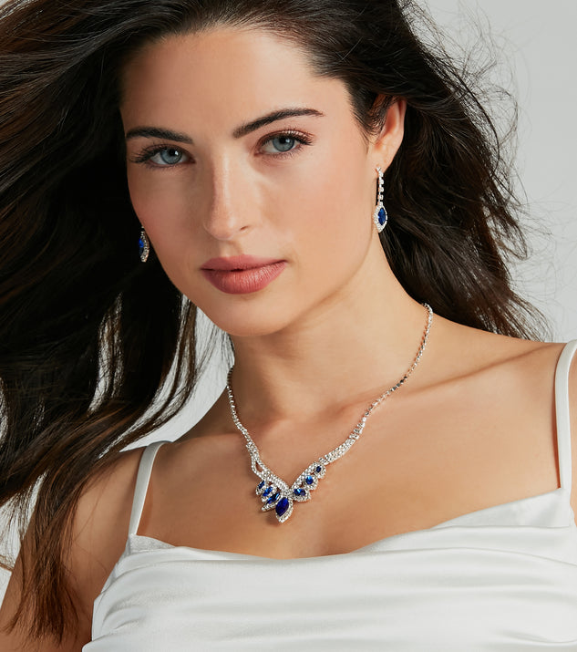 Dripping In Glamour Gemstone Necklace And Earrings Set