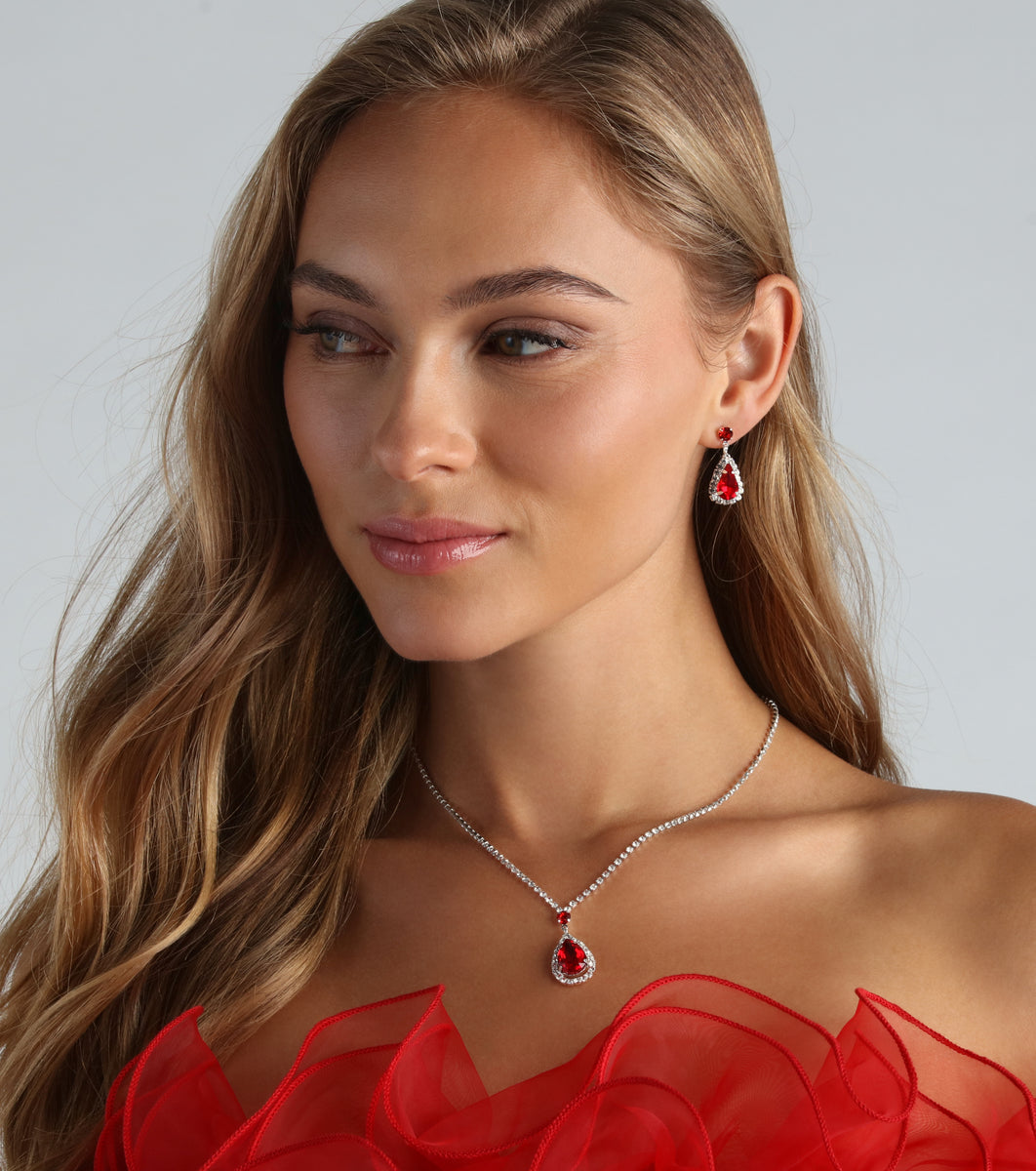 Level Up The Luxe Gemstone Necklace And Earrings Set