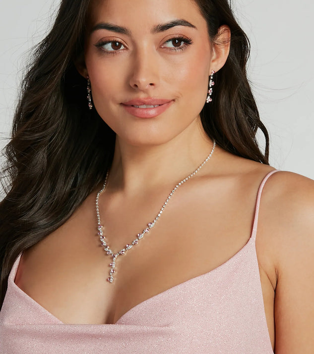 Endless Glamour Rhinestone Necklace And Earrings Set