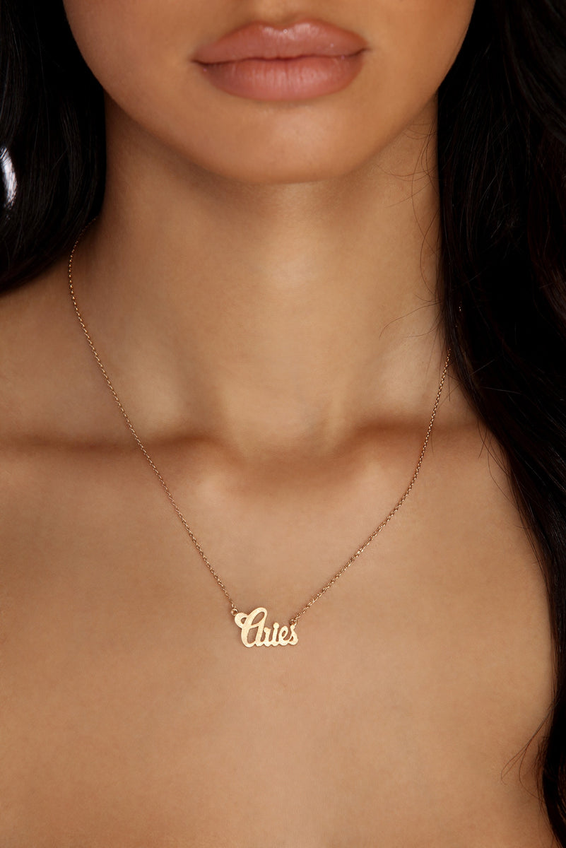 Zodiac script store necklace