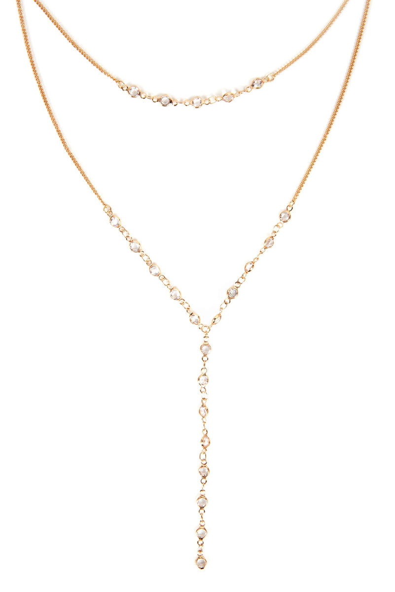 Layered In Gems Lariat Necklace