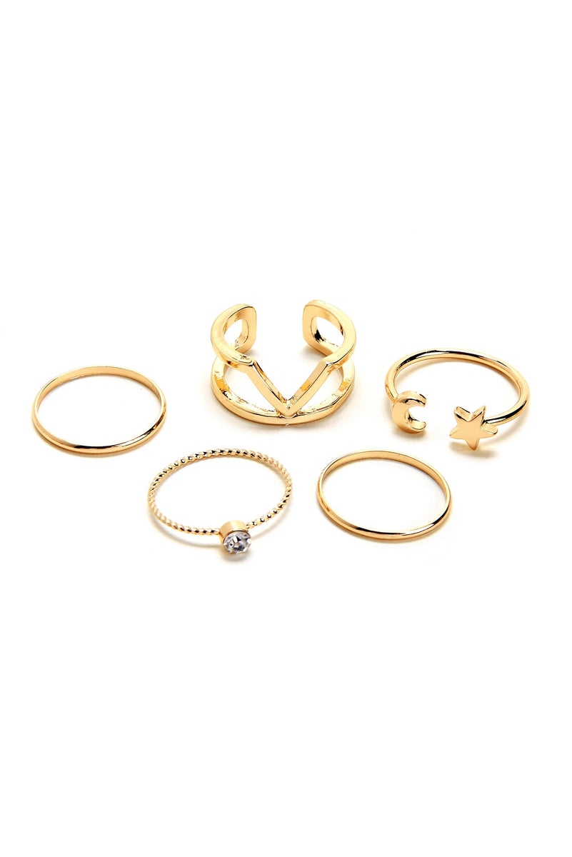 Moon & Stars Dainty Rings Pack