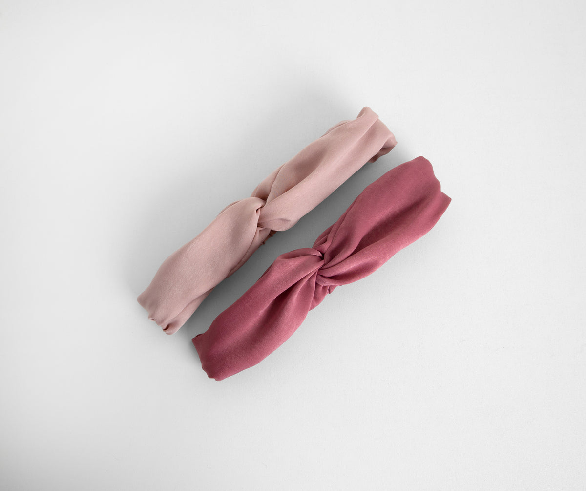 Mauve Tonez Satin Headband 2 Pack