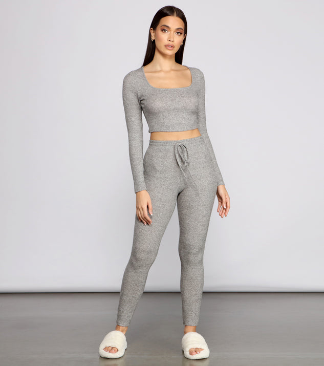 Brushed Ribbed Knit Pajama Crop Top & Windsor