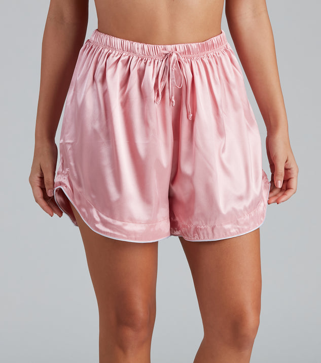 Soma Women's Crinkle Satin Lace-trim Pajama Shorts In Hot Pink Size Small