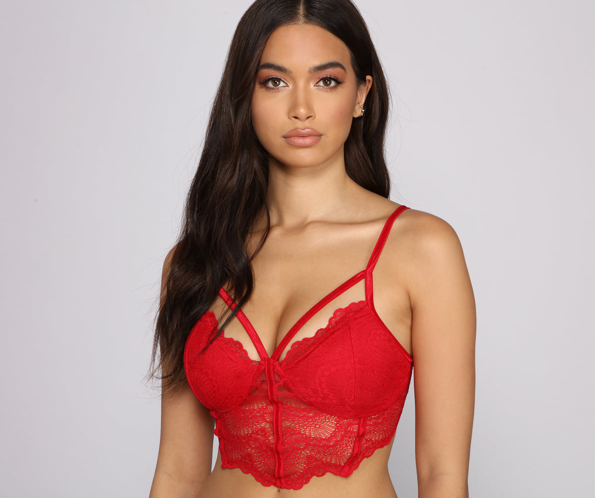 Caged In Lace Long Line Bralette