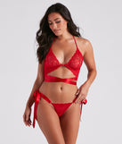Sultry Allure Satin Lace Bra And Panty Set