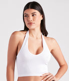 With fun and flirty details, Love To Lounge Seamless Halter Bra Top shows off your unique style for a trendy outfit for the summer season!